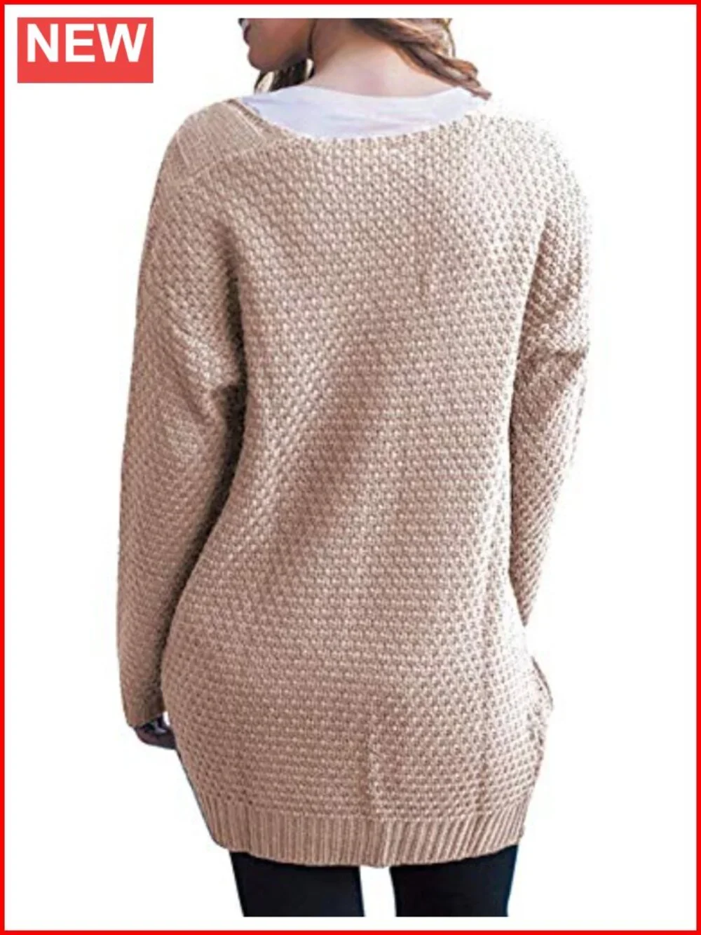 GRECERELLE Womens Cable-Knit Open Front Cardigan Sweater with Pockets